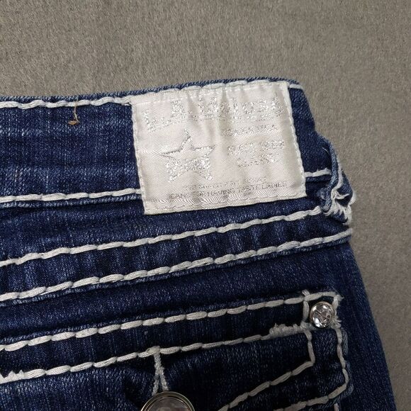 L.A. IDOL Thick Stitching Bling SKINNY JEANS sz 9 / 31 CRYSTAL STUDS Flap pocket - Picture 13 of 16
